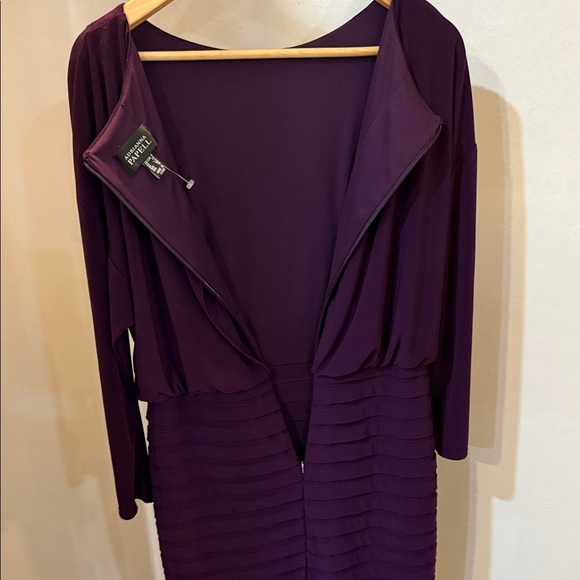 Adrianna Papell Deep Purple Long Sleeve Dress - Picture 8 of 9